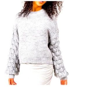 Harper Heather Grey Chunky over sized sleeve Ribbed Knit Sweater size Large